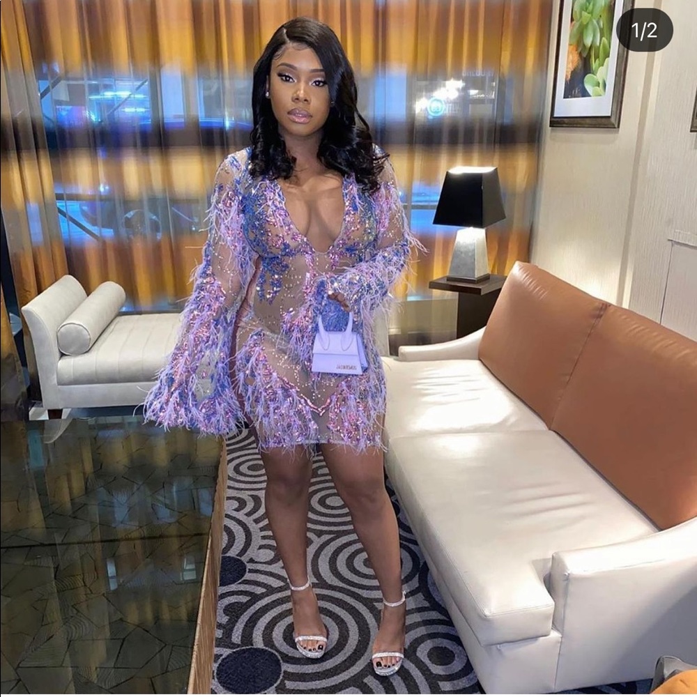 Shane Justin feather dress